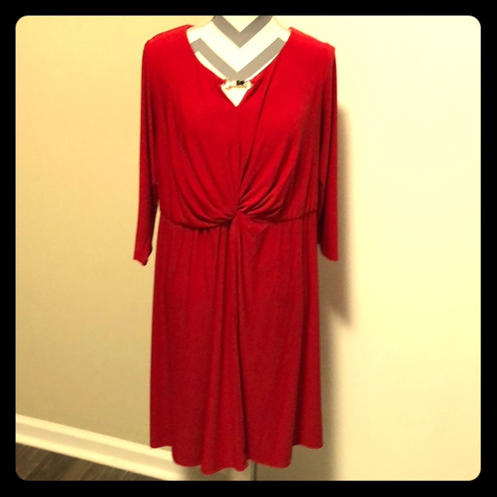 NY Collection Dress Red Stretch Size 1X